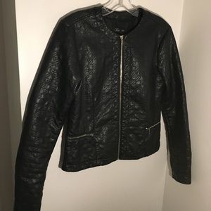 Black Leather Quilted Jacket